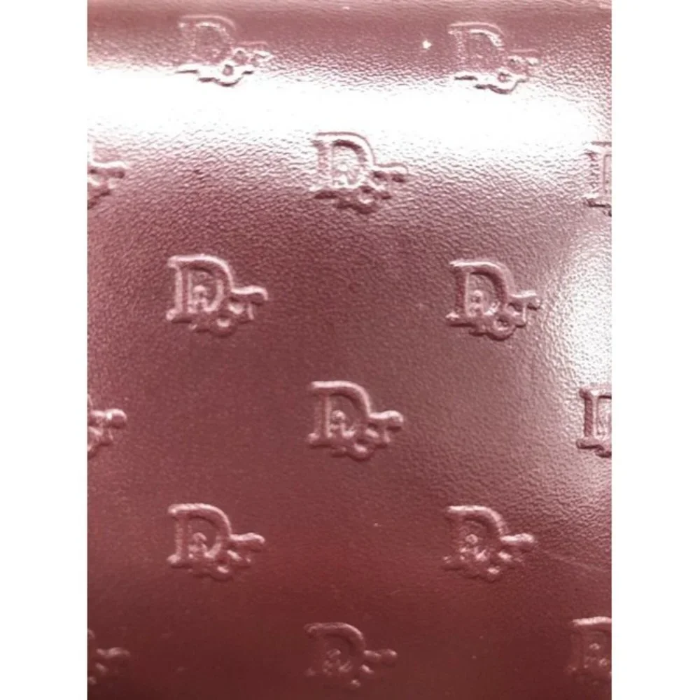 Dior Dark Red Oblique Trotter Print Logo Embossed Leather Wallet